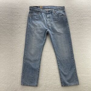 Levis 501 Jeans Mens 36x30 Blue Original Button Fly Medium Wash Denim Grunge New